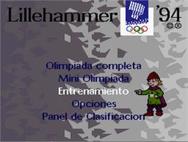 Title screen of Winter Olympics: Lillehammer '94 on the Nintendo SNES.