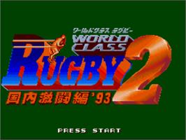 Title screen of World Class Rugby 2 - Kokunai Gekitou Hen '93 on the Nintendo SNES.