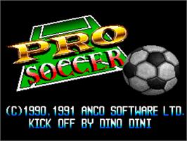 Title screen of World League Soccer on the Nintendo SNES.