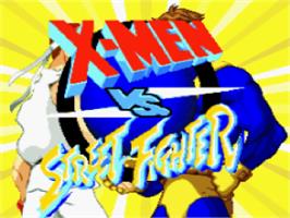 Title screen of X-men Vs. Street Fighter on the Nintendo SNES.