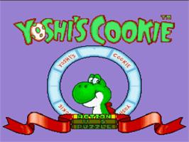 Title screen of Yoshi's Cookie on the Nintendo SNES.