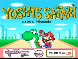Title screen of Yoshi's Safari on the Nintendo SNES.
