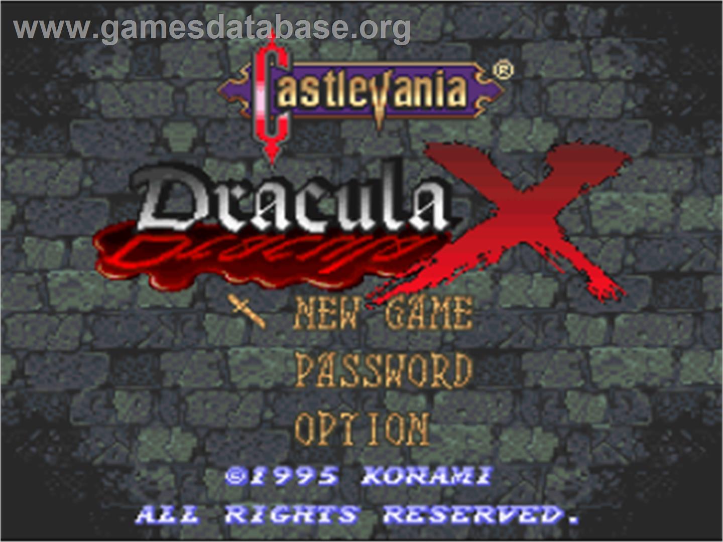 Castlevania: Vampire's Kiss - Nintendo SNES - Artwork - Title Screen