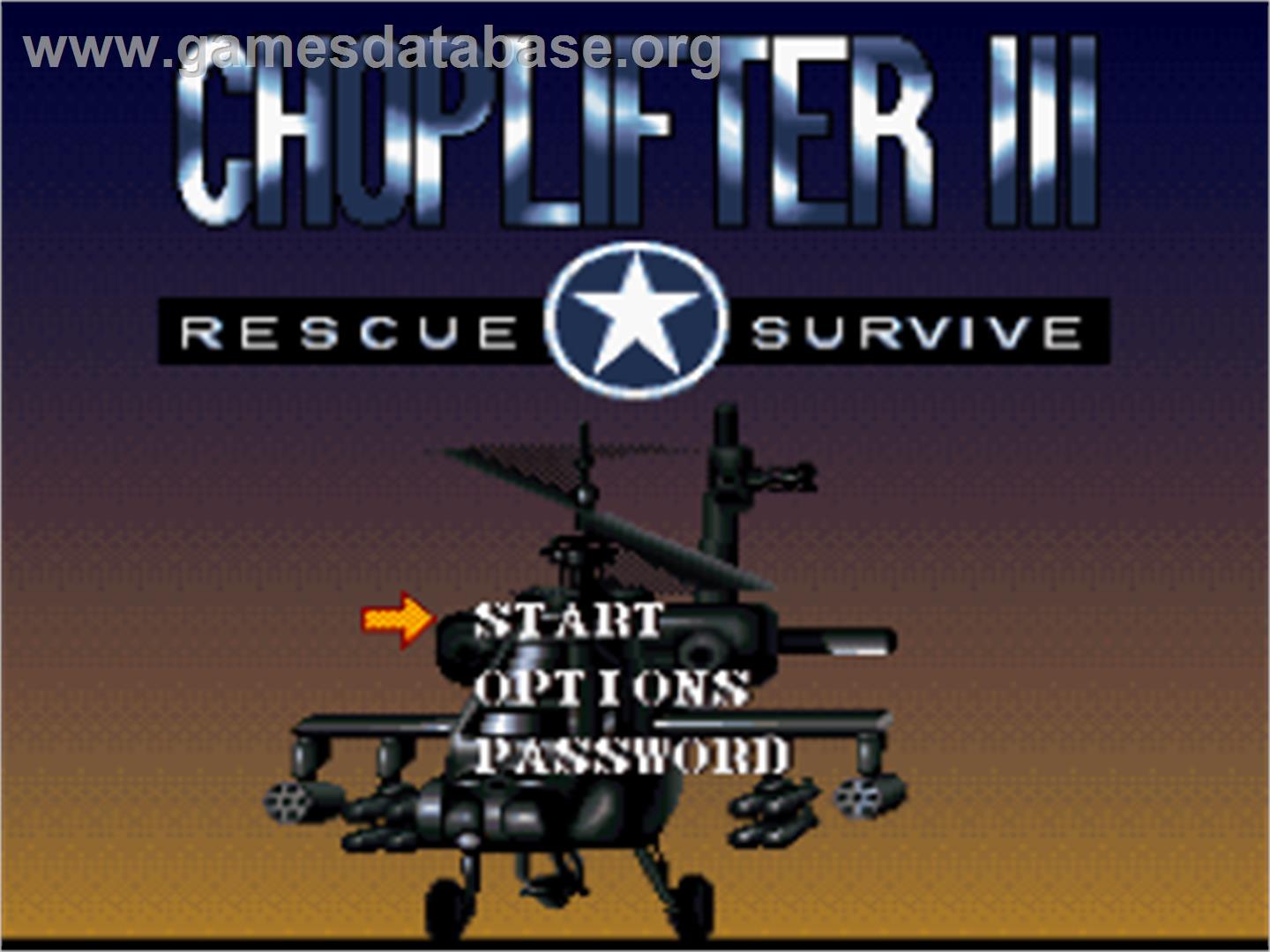 Choplifter 3 - Nintendo SNES - Artwork - Title Screen