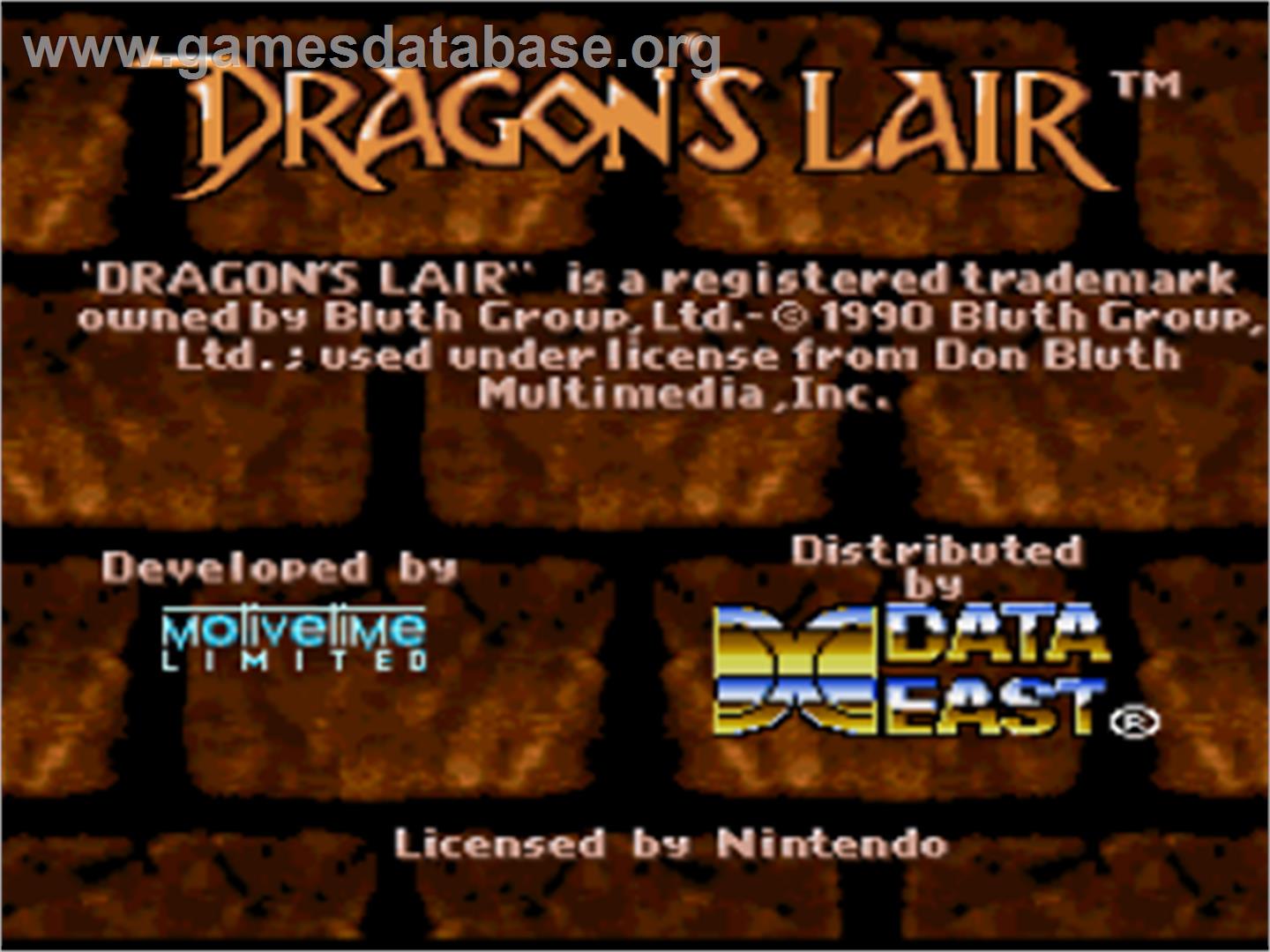 Dragon's Lair - Nintendo SNES - Artwork - Title Screen