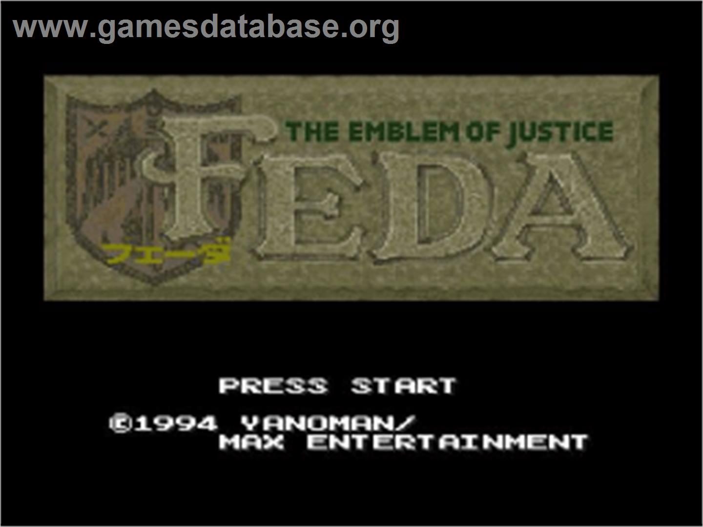 Feda - The Emblem Of Justice - Nintendo SNES - Artwork - Title Screen