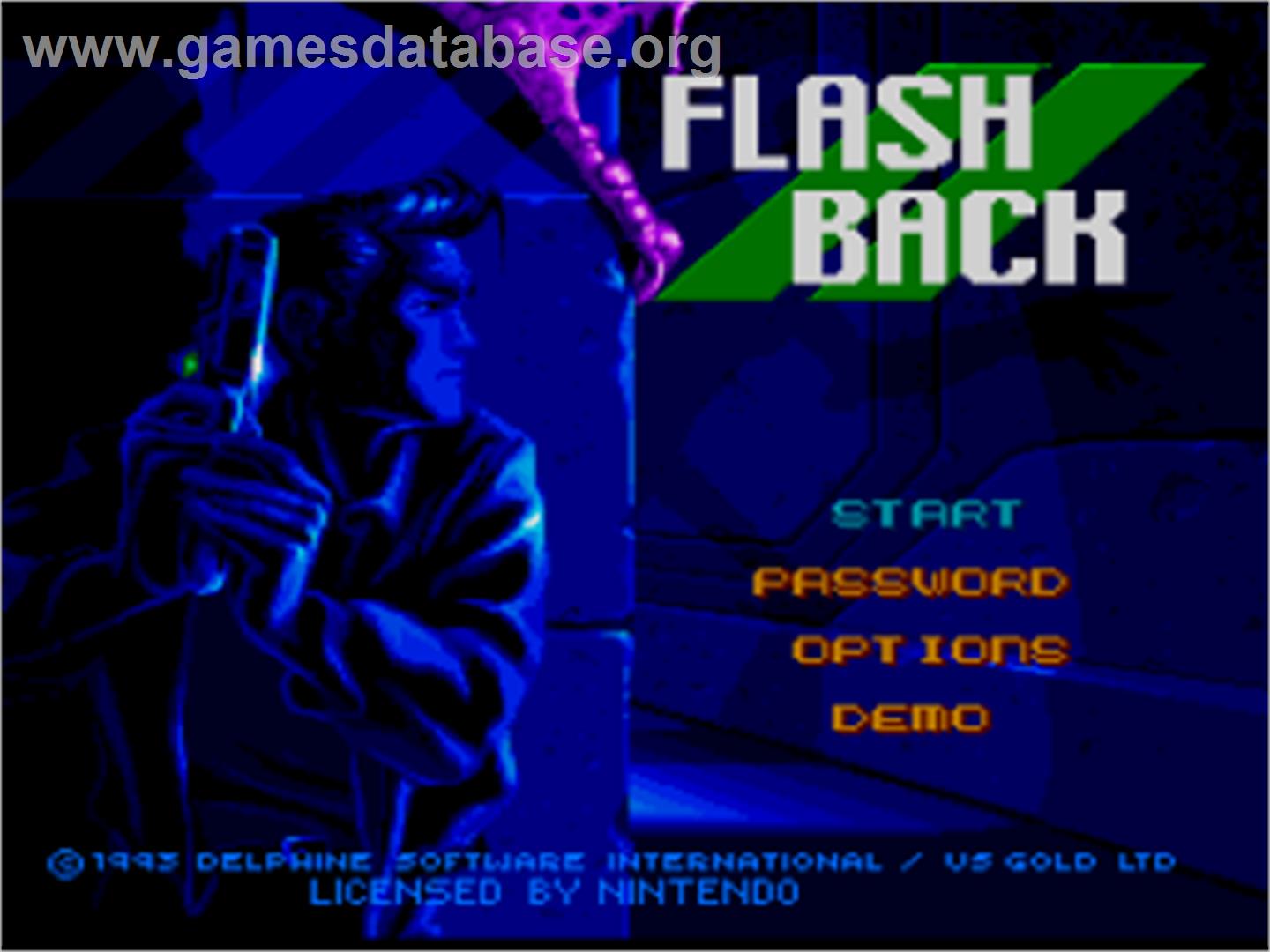 Flashback - The Quest For Identity - Nintendo SNES - Artwork - Title Screen