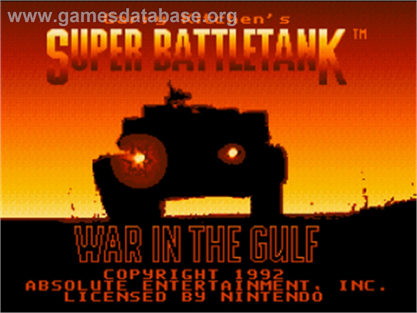 Garry Kitchen's Super Battletank: War in the Gulf - Nintendo SNES - Artwork - Title Screen