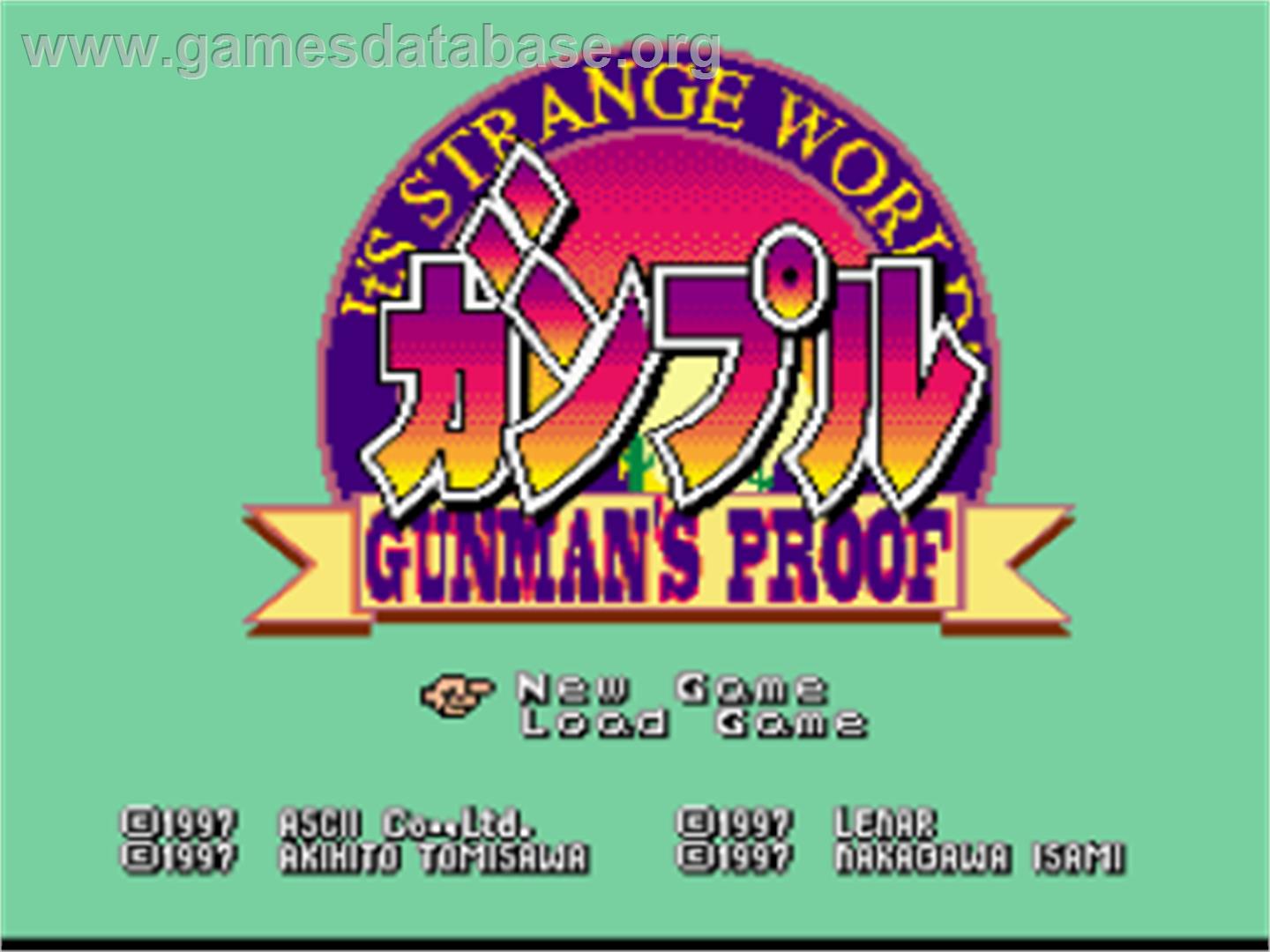 Gunpuru: Gunman's Proof - Nintendo SNES - Artwork - Title Screen