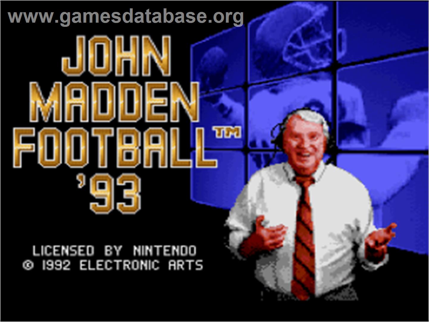John Madden Football '93 - Nintendo SNES - Artwork - Title Screen