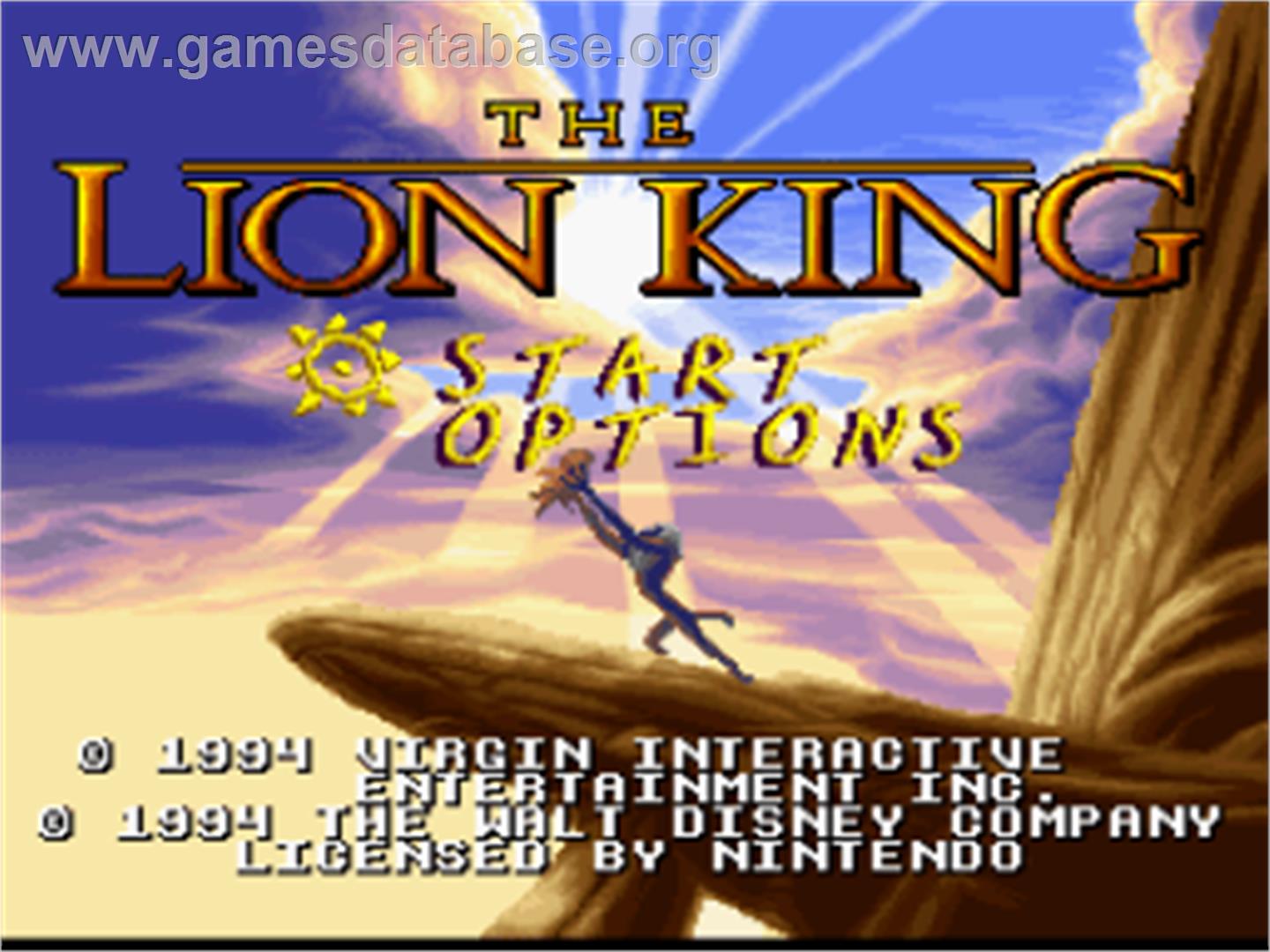 Lion King ,The - Nintendo SNES - Artwork - Title Screen