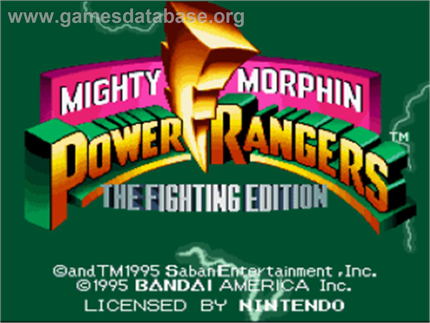 Mighty Morphin Power Rangers - The Fighting Edition - Nintendo SNES - Artwork - Title Screen