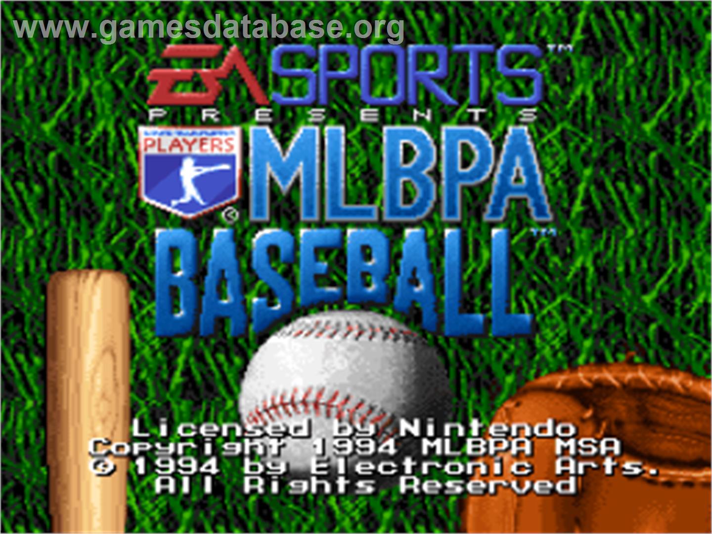 Mlbpa Baseball - Nintendo SNES - Artwork - Title Screen