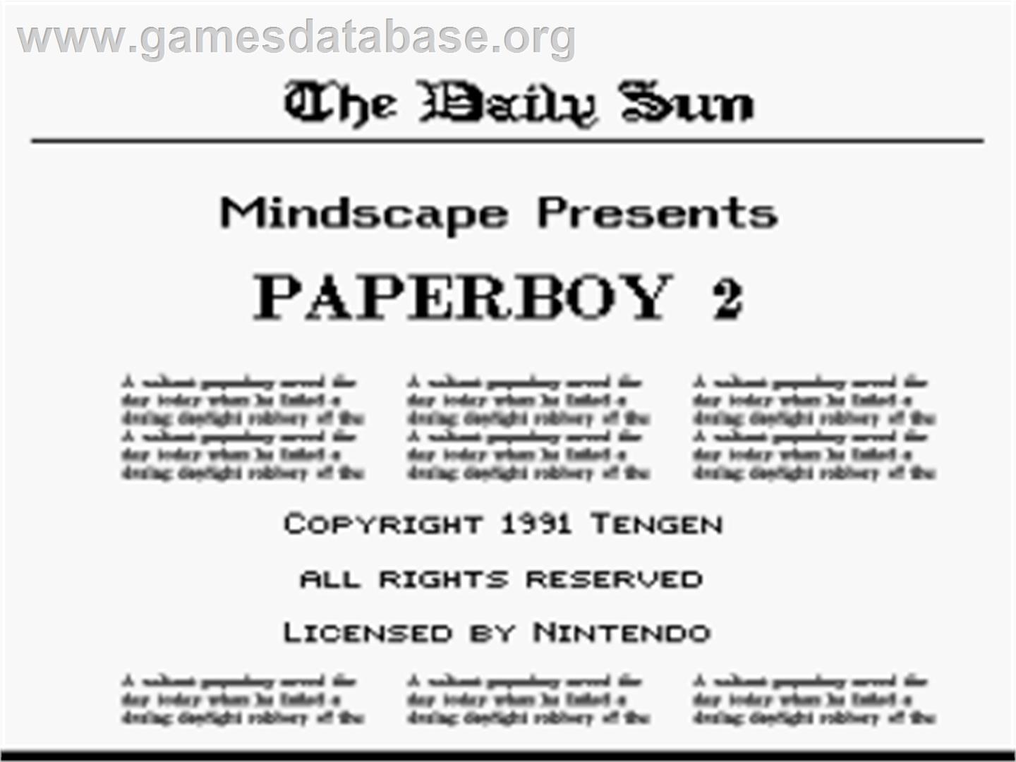 Paperboy 2 - Nintendo SNES - Artwork - Title Screen