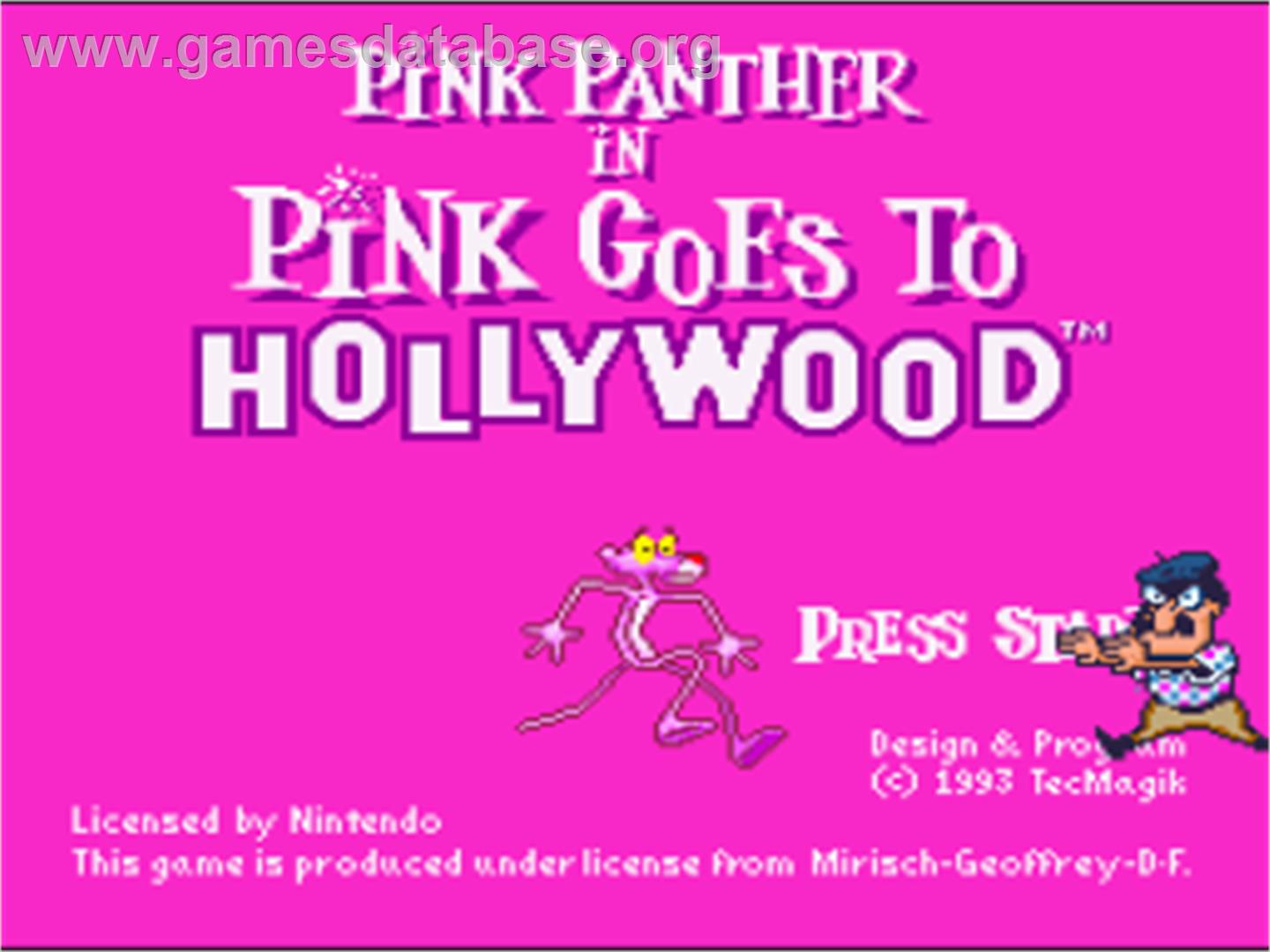Pink Goes To Hollywood - Nintendo SNES - Artwork - Title Screen