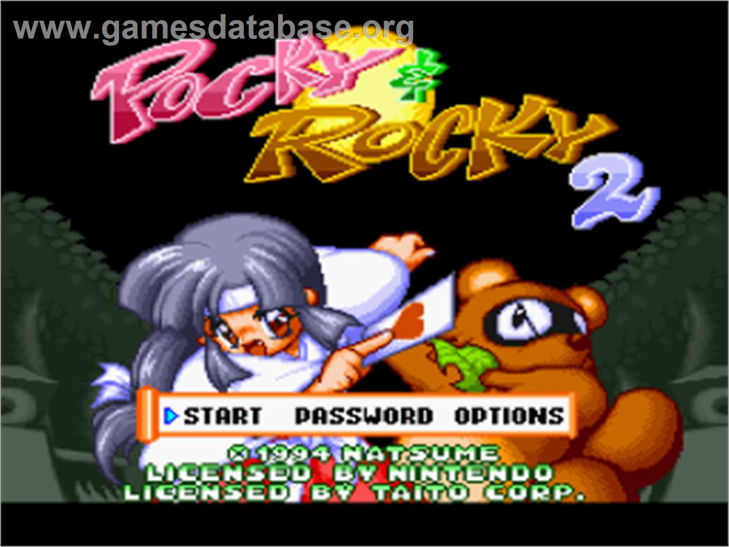 Pocky & Rocky 2 - Nintendo SNES - Artwork - Title Screen