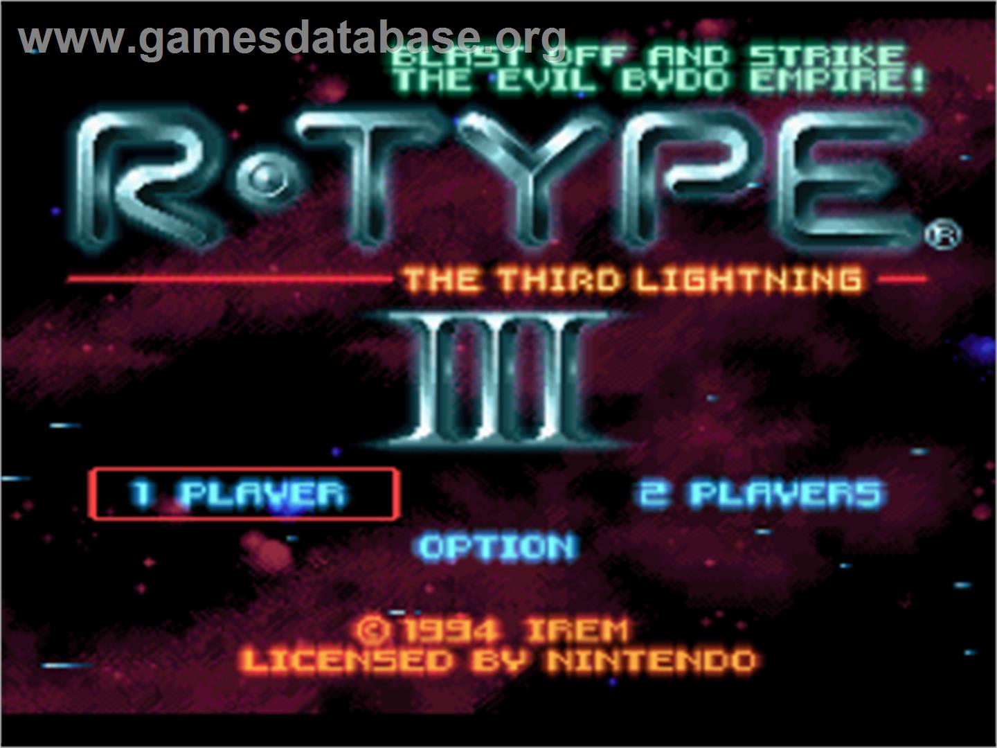 R-Type III: The Third Lightning - Nintendo SNES - Artwork - Title Screen