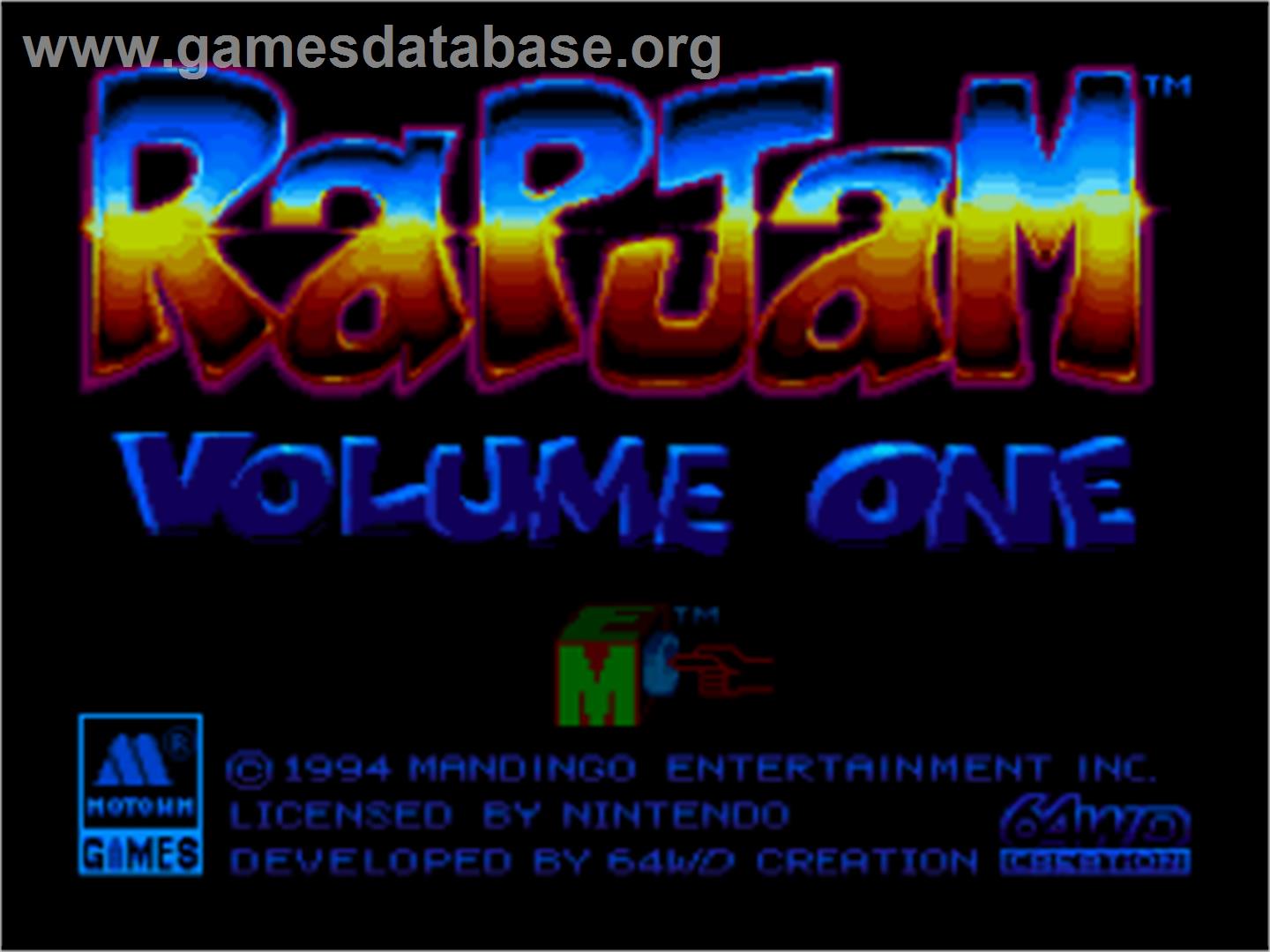Rapjam - Volume One - Nintendo SNES - Artwork - Title Screen