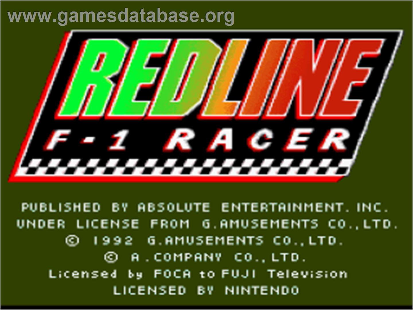 Redline: F1 Racer - Nintendo SNES - Artwork - Title Screen