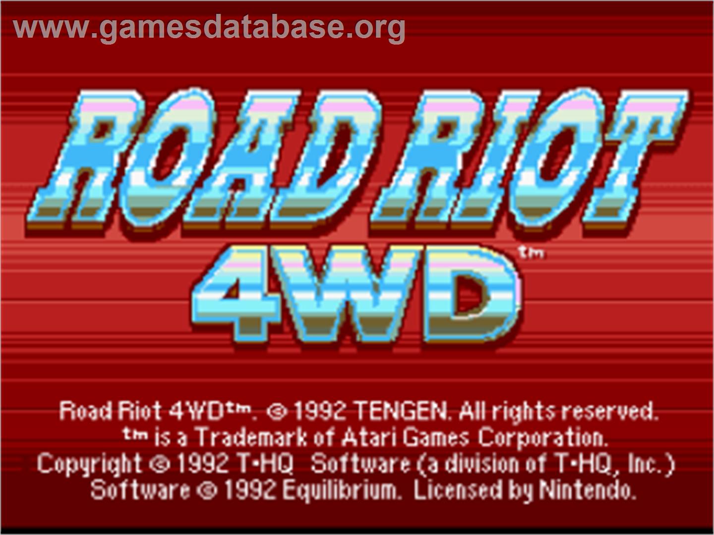 Road Riot 4wd - Nintendo SNES - Artwork - Title Screen