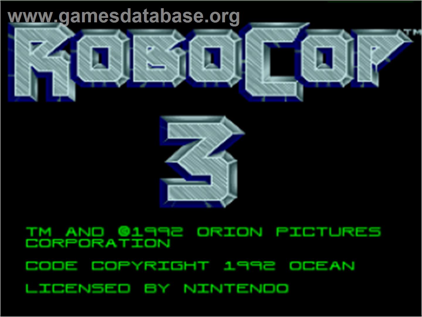 RoboCop 3 - Nintendo SNES - Artwork - Title Screen