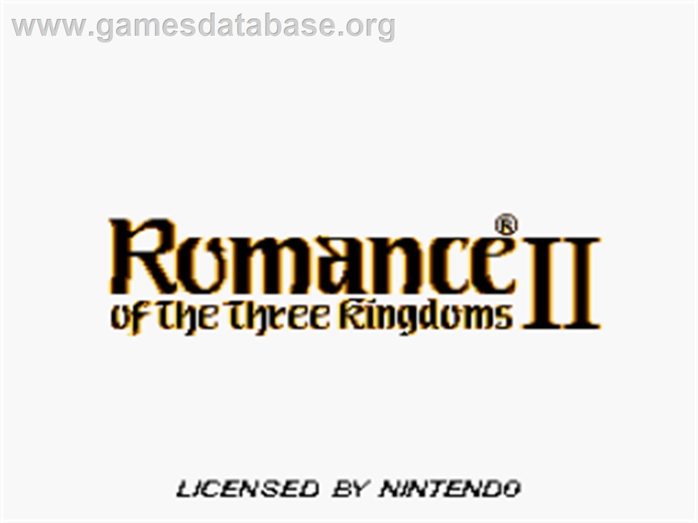 Romance Of The Three Kingdoms 2 - Nintendo SNES - Artwork - Title Screen
