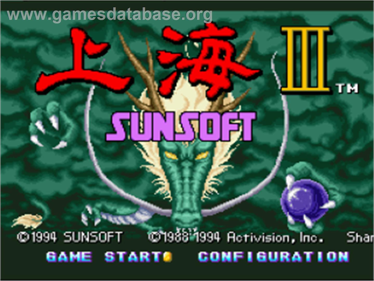 Shanghai 3 - Nintendo SNES - Artwork - Title Screen