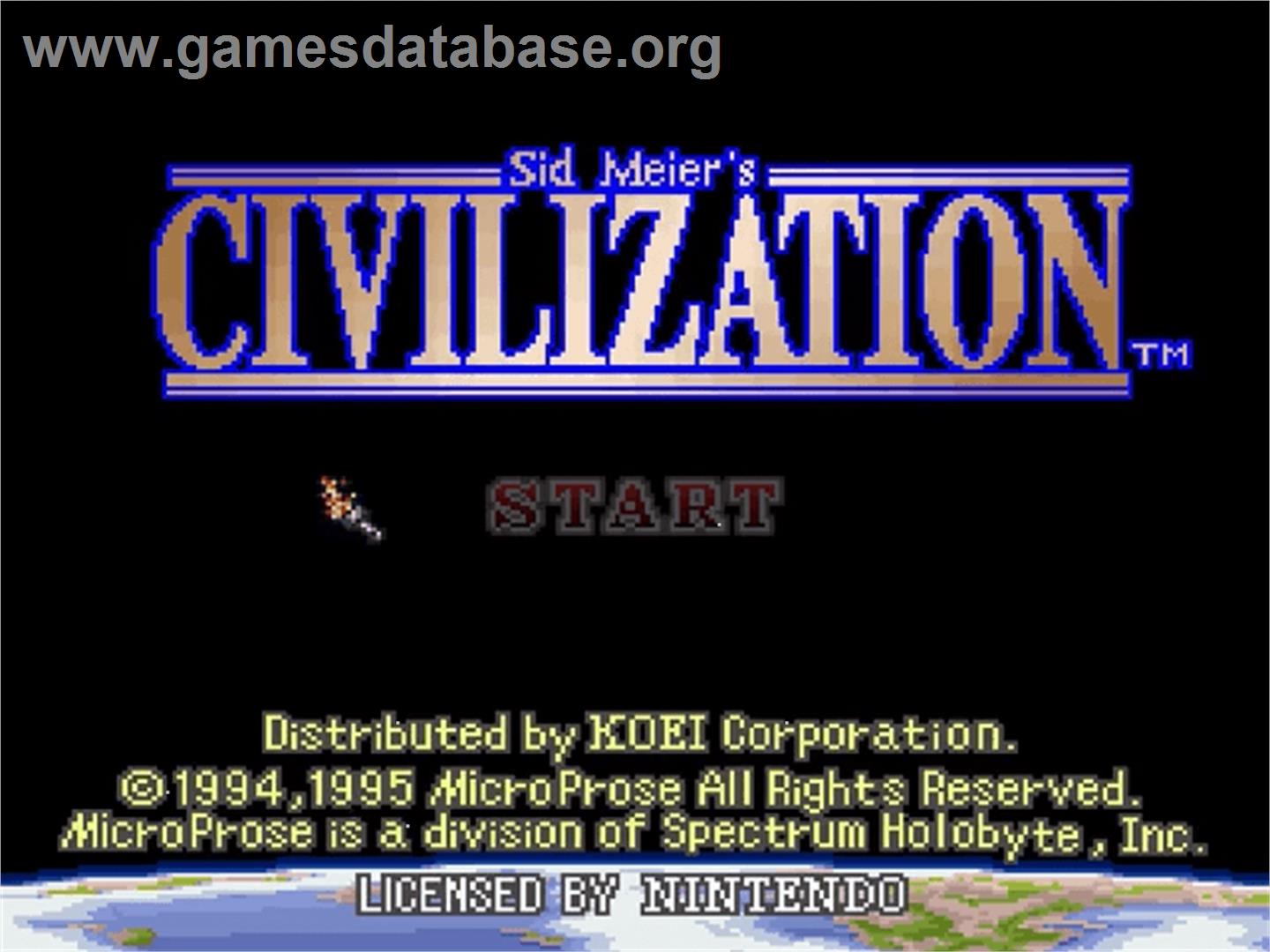 Sid Meier's Civilization - Nintendo SNES - Artwork - Title Screen