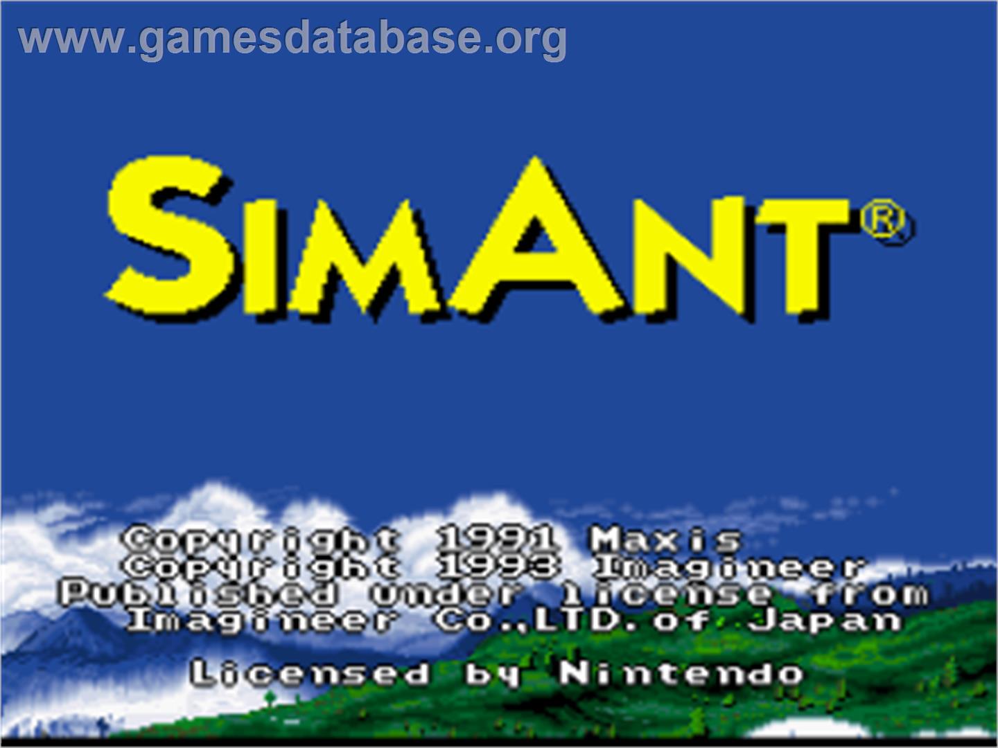 Sim Ant - The Electronic Ant Colony - Nintendo SNES - Artwork - Title Screen