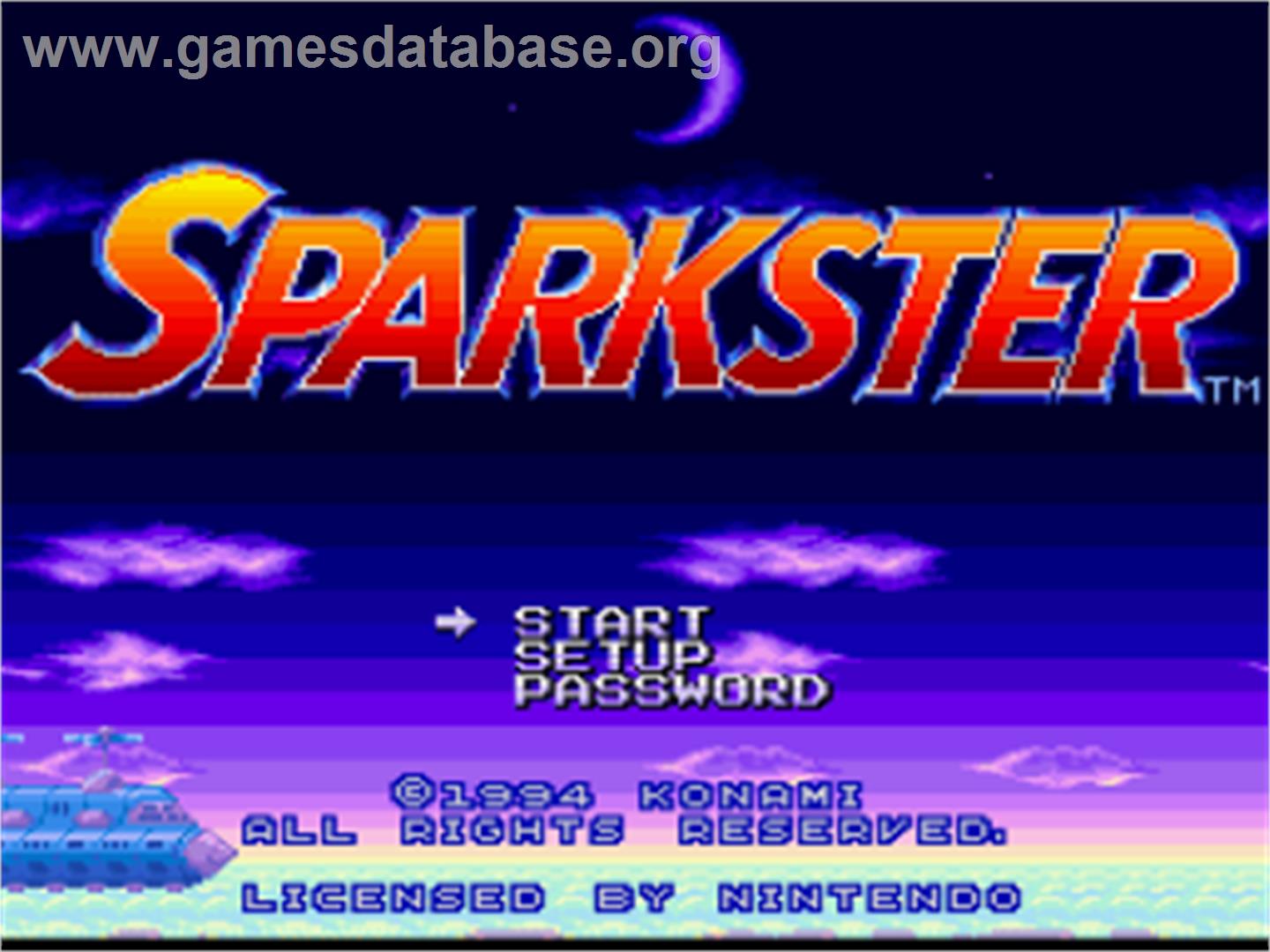 Sparkster - Nintendo SNES - Artwork - Title Screen