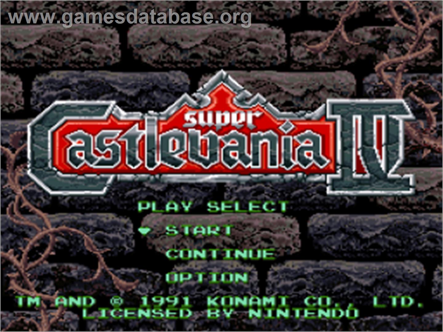 Super Castlevania IV - Nintendo SNES - Artwork - Title Screen