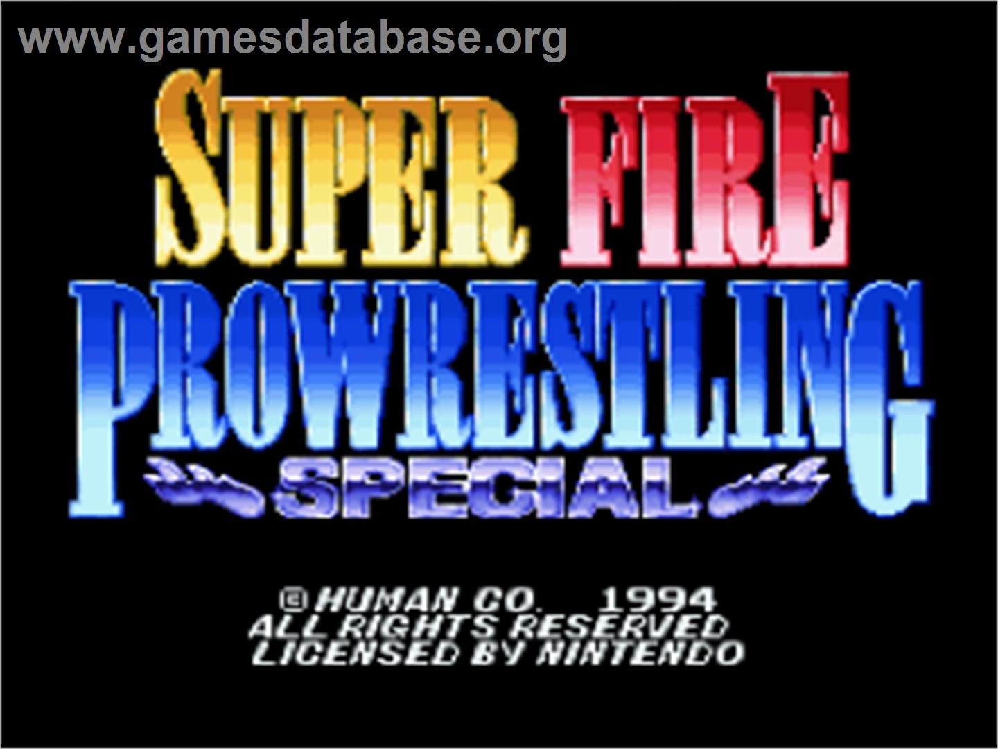 Super Fire Pro Wrestling Special - Nintendo SNES - Artwork - Title Screen