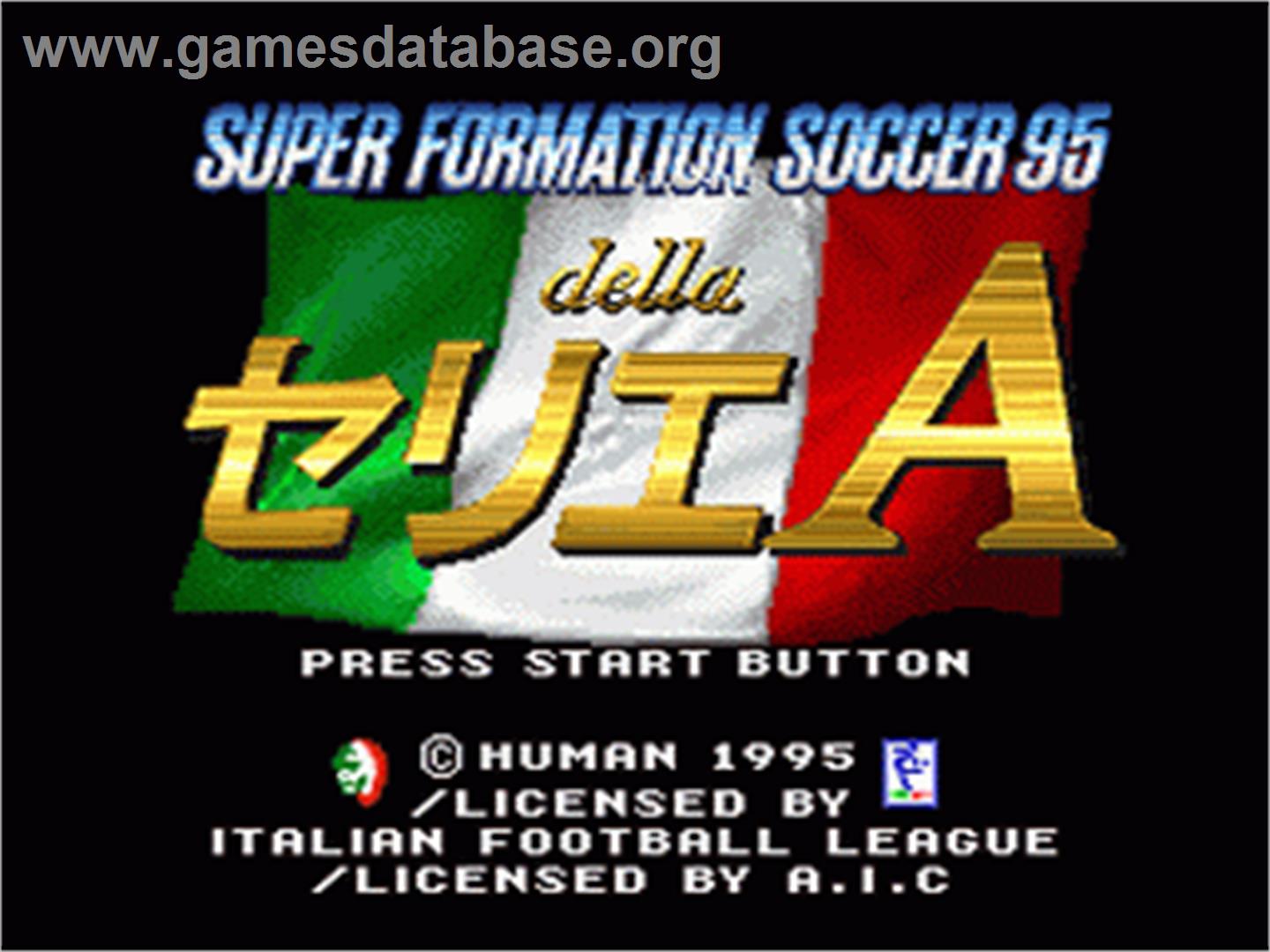 Super Formation Soccer 95 Della Serie A - Nintendo SNES - Artwork - Title Screen