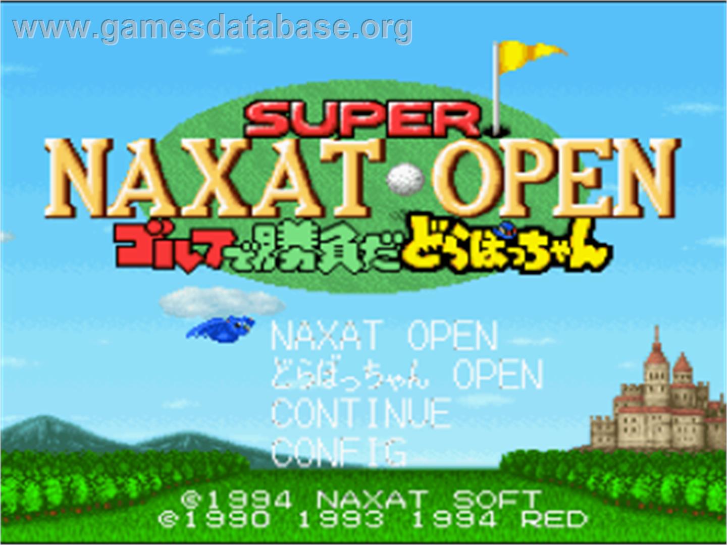 Super Naxat Open - Golf De Shoubu Da Dorabocchan - Nintendo SNES - Artwork - Title Screen