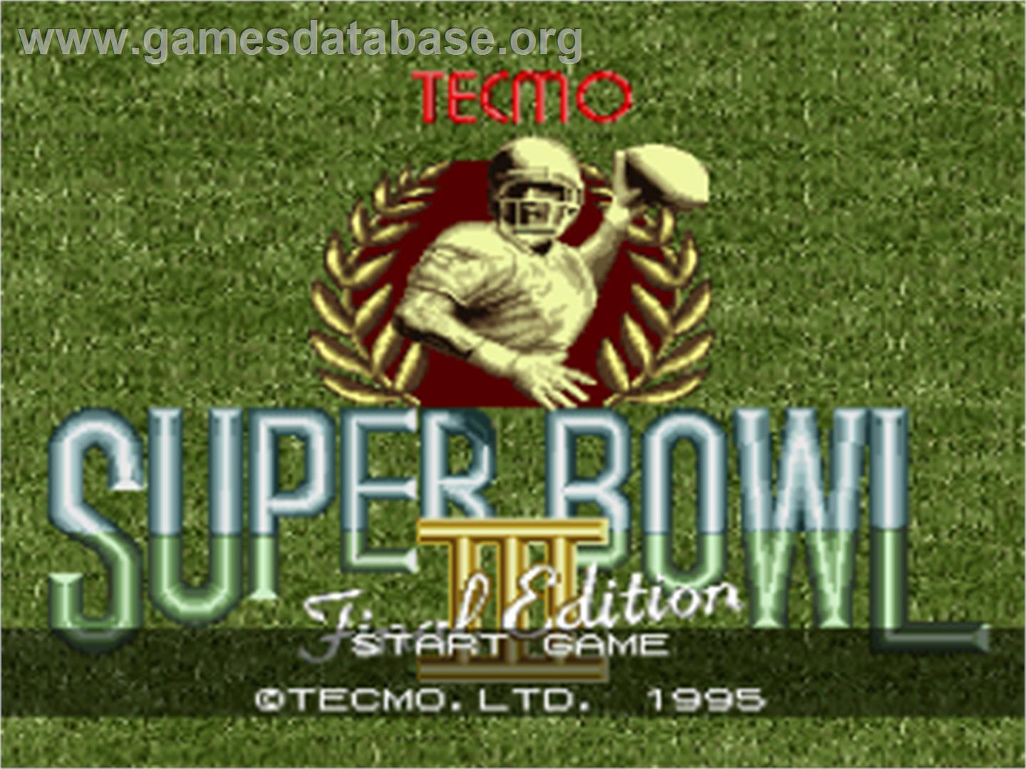 Tecmo Super Bowl III: Final Edition - Nintendo SNES - Artwork - Title Screen