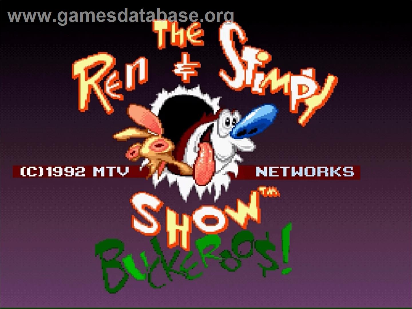 The Ren & Stimpy Show: Buckaroo$! - Nintendo SNES - Artwork - Title Screen