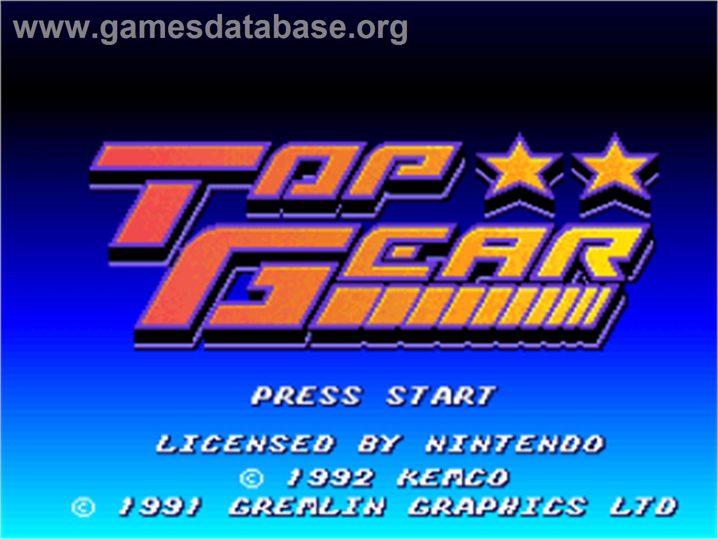 Top Gear - Nintendo SNES - Artwork - Title Screen