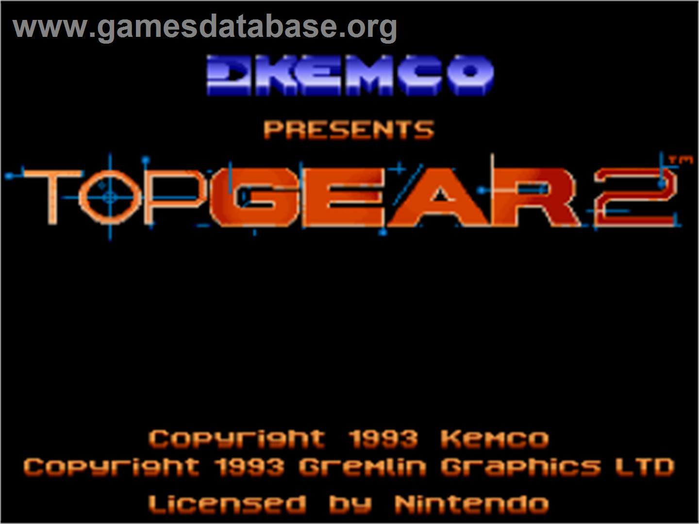 Top Gear 2 - Nintendo SNES - Artwork - Title Screen