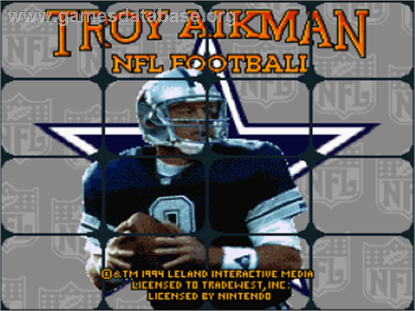 Troy Aikman NFL Football - Nintendo SNES - Artwork - Title Screen