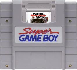 Cartridge artwork for NHL Hockey '95 on the Nintendo Super Gameboy.