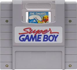 Cartridge artwork for Smurfs, The on the Nintendo Super Gameboy.