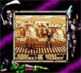 In game image of Killer Instinct on the Nintendo Super Gameboy.