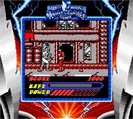 In game image of Mighty Morphin Power Rangers - The Movie on the Nintendo Super Gameboy.
