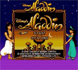 Title screen of Aladdin on the Nintendo Super Gameboy.