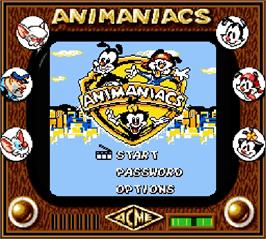 Title screen of Animaniacs on the Nintendo Super Gameboy.