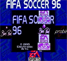 Title screen of FIFA Soccer '96 on the Nintendo Super Gameboy.
