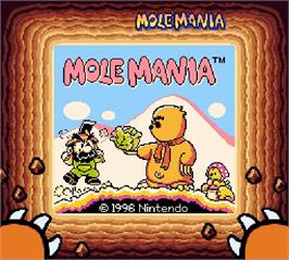 Title screen of Mole Mania on the Nintendo Super Gameboy.