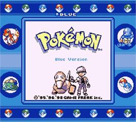 Title screen of Pokemon - Blue Version on the Nintendo Super Gameboy.