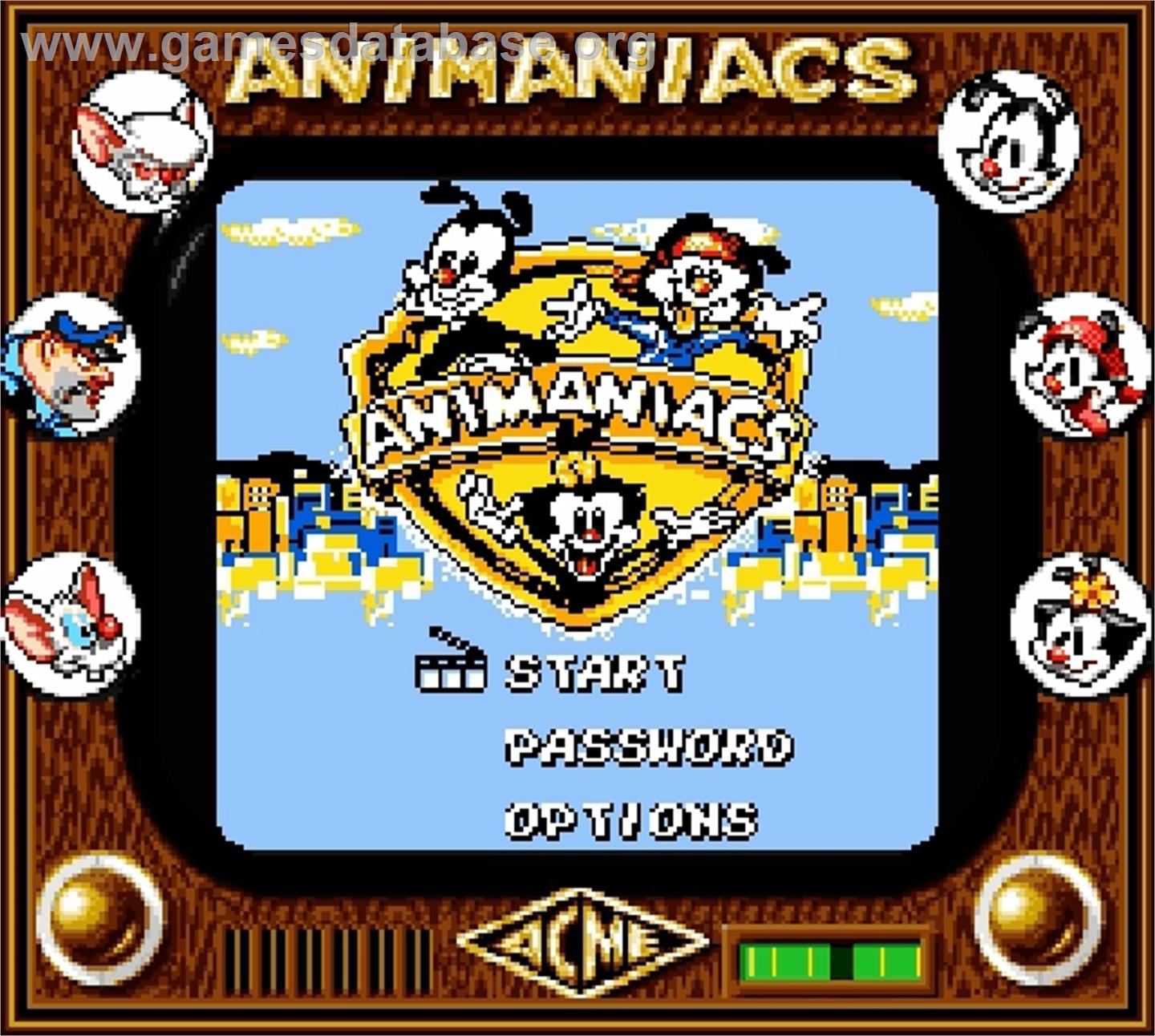 Animaniacs - Nintendo Super Gameboy - Artwork - Title Screen