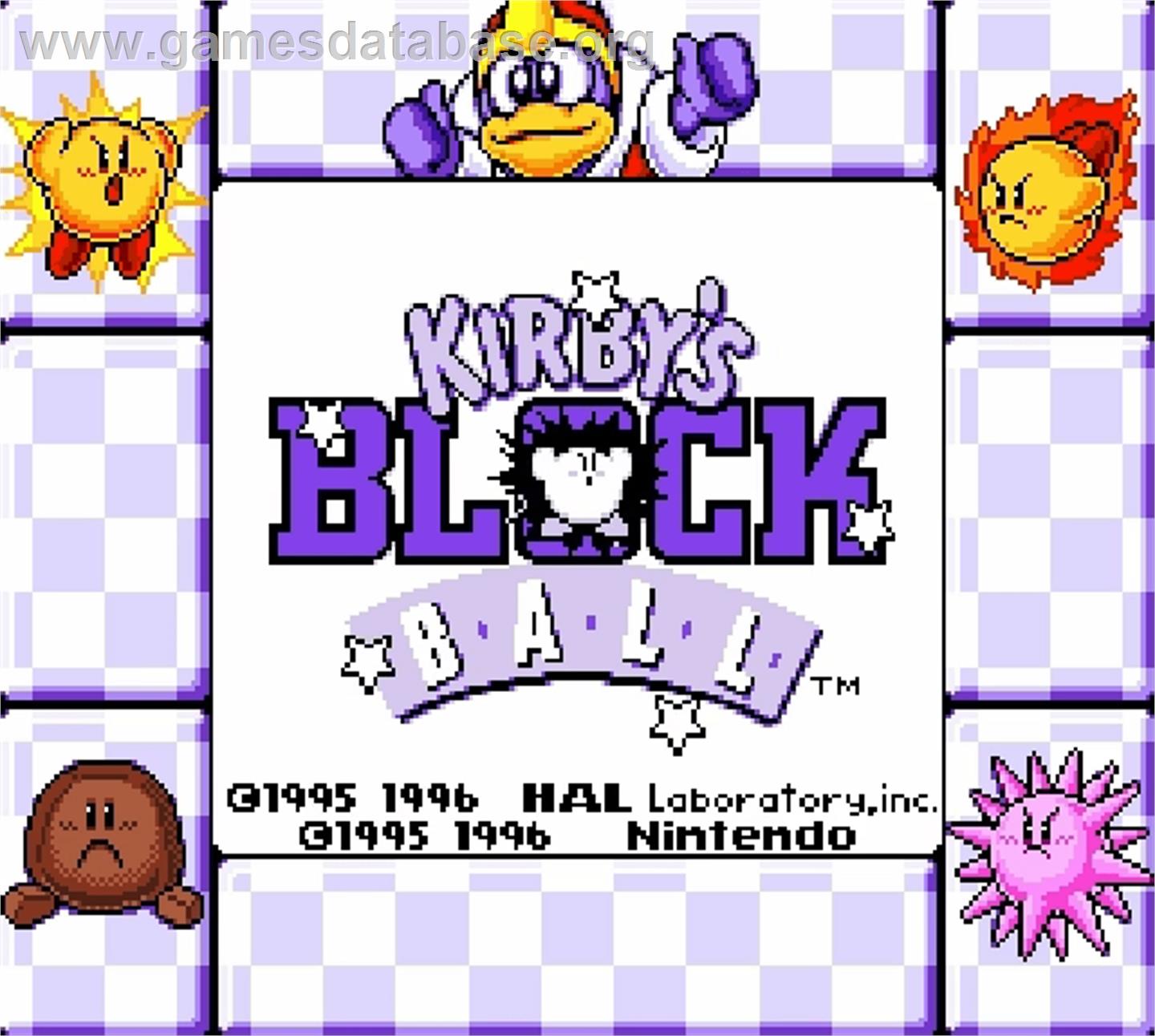 Kirby's Block Ball - Nintendo Super Gameboy - Artwork - Title Screen